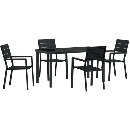 vidaXL 5-delni vrtni jedilni set črne HDPE, (22087182) Cene