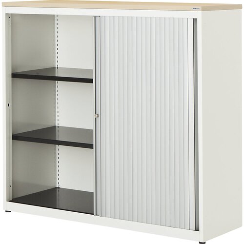 mauser Omara s prečnim rolojem, VxŠxG 1180 x 1200 x 432 mm, plošča iz umetne mase, 2 polici, čisto bele / aluminijaste barve / javor Cene