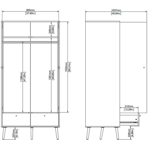 Tvilum Antracitno siva garderobna omara 99x200 cm Bodo &ndash; Cene