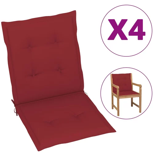 vidaXL Blazine za vrtne stole 4 kosi vinsko rdeče 100x50x3 cm