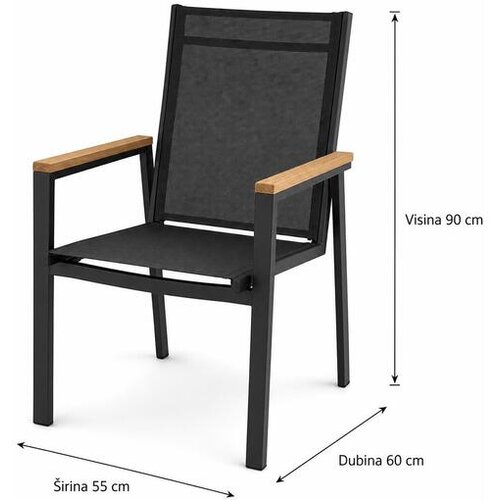  Ba&amp;scaron;tenska stolica za terasu i dvori&amp;scaron;te, Crna, 55 &amp;times; 60 &amp;times; 90 cm Slike