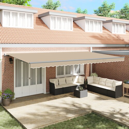 VidaXL Samodejna Retraktibilna Tenda Bež 600x300 cm, Zamenjava blaga za tendo za okvir 6x3 m Bež Slike