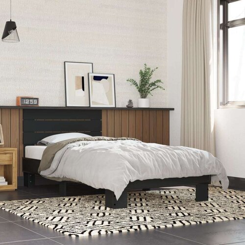 VidaXL Okvir za krevet crni 75 x 190 cm od konstruiranog drvo i metal Slike