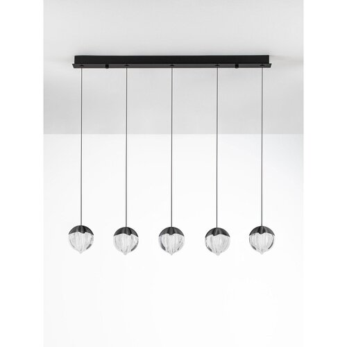 Nova Luce Mat črna aluminijasta LED zatemnitvena viseča svetilka s steklenim senčilom Alicia &amp;ndash; Slike