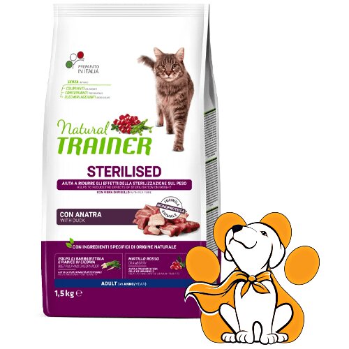 Natural trainer sterilised Cat With Duck 1.5kg, Hrana Za Mačke Sa Pačetinom Cene
