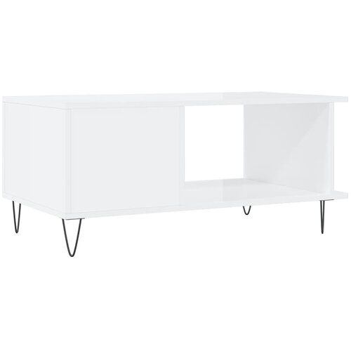  Stolić za kavu sjajni bijeli 90 x 50 x 40 cm konstruirano drvo Bijela Slike