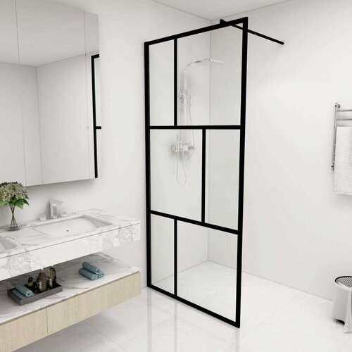 vidaXL Pregrada za tuširanje od kaljenog stakla crna 90 x 195 cm Cene