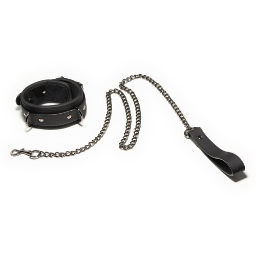 SuperLove Collar & Leash Faux Leather 26-36cm Neck Black Cene
