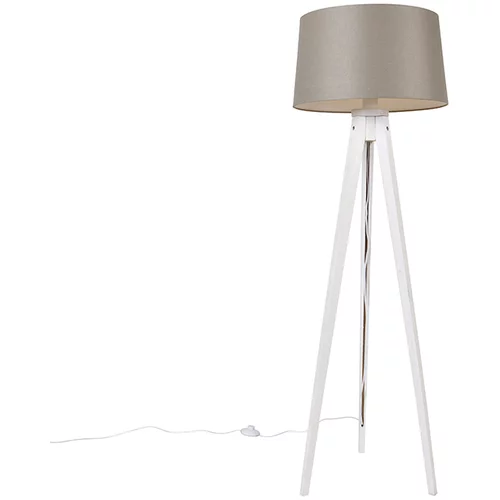 QAZQA Sodoben trinožni stojalo bele barve s platnenim odtenkom 45 cm - Tripod Classic