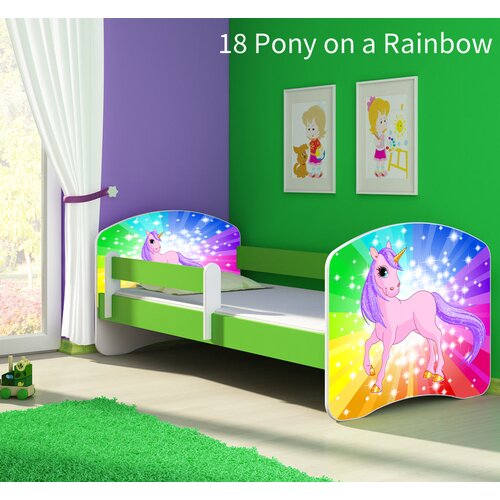  Dječji krevet ACMA s motivom, bočna zelena 160x80 cm 18 Pony on a rainbow Cene