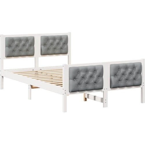  Krevetna konstrukcija s uzglavljem Svijetlo siva 120 x 190 cm Bijela Slike