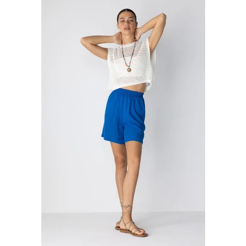 Defacto Paperbag Waist Wide Leg Linen Blend Shorts