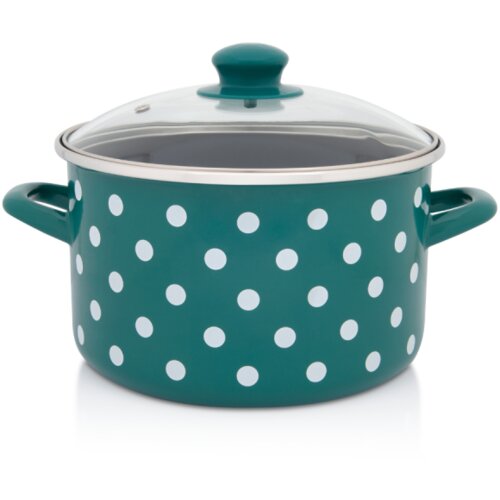 Metalac duboka šerpa BELE TUFNE NA ZELENOM 22cm/5lit Cene