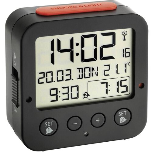 TFA Dostmann 60.2528.01 radijski budilica crna Vrijeme alarma 2 Slike