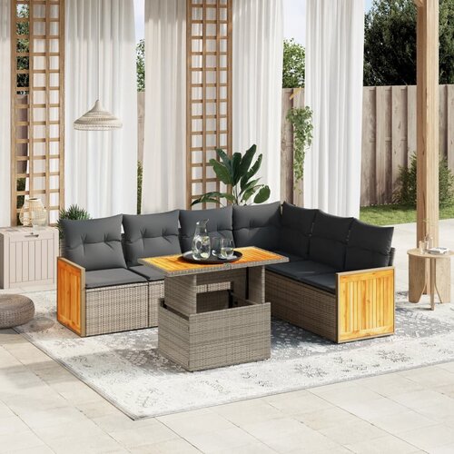 vidaXL 7-dijelni set vrtnih sofa sivi od poliratana Cijene