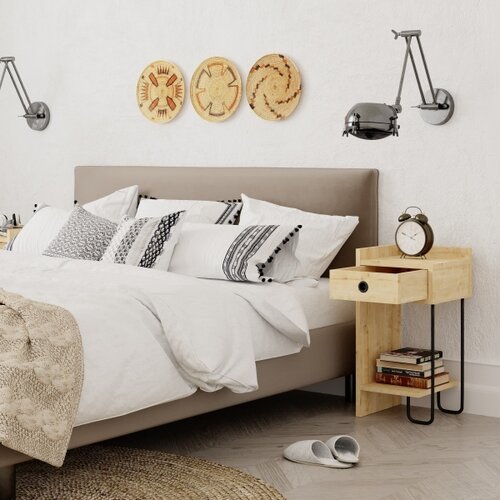  Noćni stočić CACTUS 60x29,5 cm bež/crna Slike