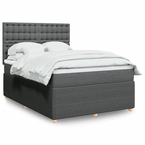 vidaXL Box spring postelja z vzmetnico temno siva 140x200 cm blago Cene