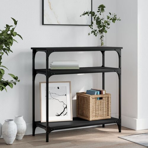 VidaXL Konzolna mizica črna 75x29x75 cm inženirski les Slike