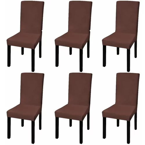  Ravna rastezljiva navlaka za stolice 6 kom smeđa boja