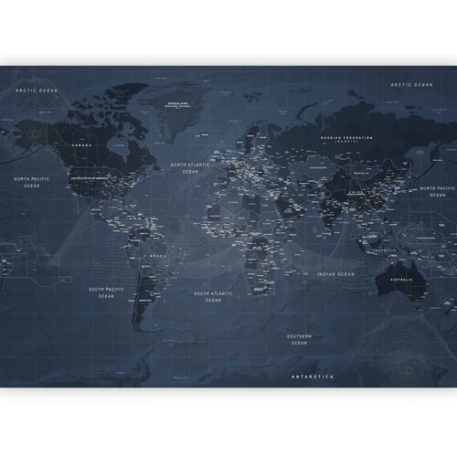  Foto tapeta - World map in blue - continents with inscriptions in English 450x315 Premium Cene