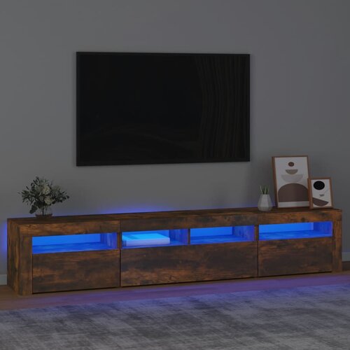 TV ormarić s LED svjetlima boja dimljenog hrasta 210x35x40 cm Cene