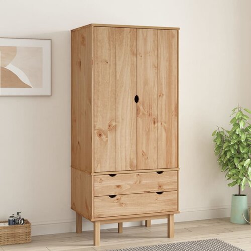 VidaXL Garderobna omara OTTA 76,5x53x172 cm trdna borovina Slike
