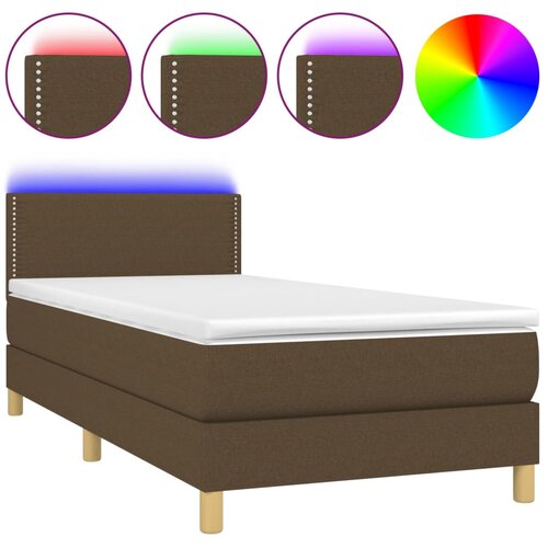 Maison Chic Box spring postelja - Vzmetna postelja z vzmetnico LED temno rjava 100x200cm blago SL9203, (21905330) Slike