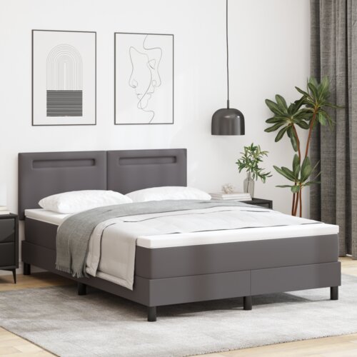 Box Okvir postelje z vzmetnico Siva 140 x 200 cm Umetna koža, (5000022692) Slike