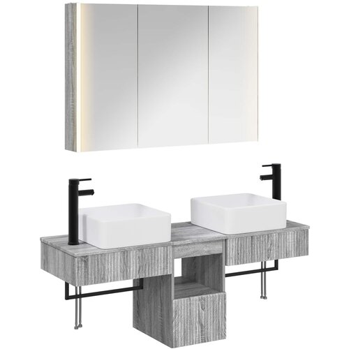  Set ormarića za kupaonicu 4 pcs Siva Sonoma Slike
