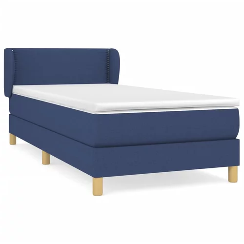 vidaXL Box spring postelja z vzmetnico modra 80x200 cm blago, (20894711)