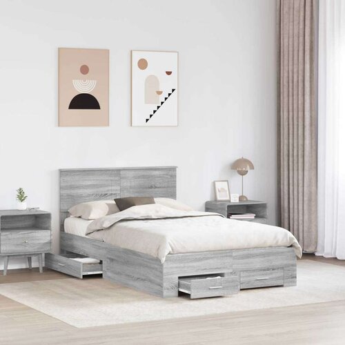  Okvir za krevet s uzglavljem Siva Sonoma 135 x 190 cm Slike