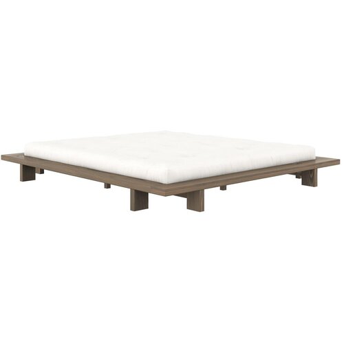 Karup Design Rjava zakonska postelja iz masivnega bora z letvenim dnom 180x200 cm Japan &ndash; Cene
