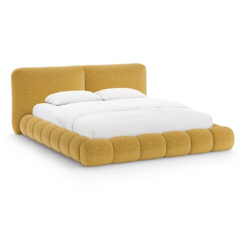 Micadoni Senf žuti tapecirani bračni krevet s prostorom za odlaganje s podnicom 160x200 cm Solange &ndash; Cijene