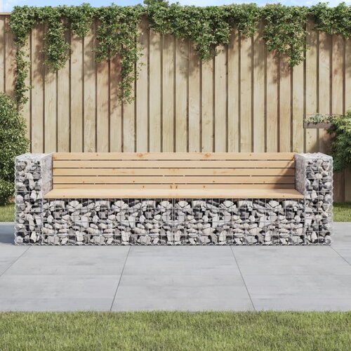 VidaXL Vrtna gabionska klop 244x71x65,5 cm trdna borovina Slike