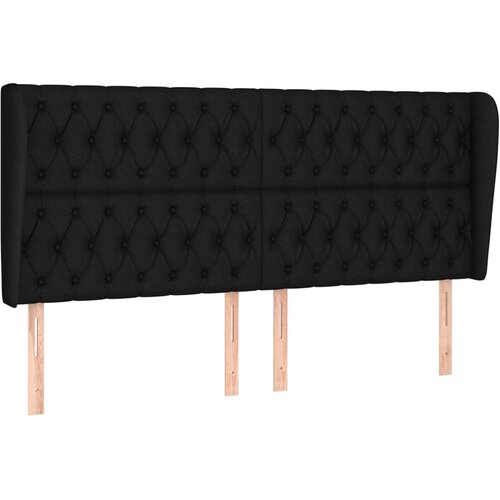  Uzglavlje s u&amp;scaron;ima crno 183x23x118/128 cm od tkanine Slike