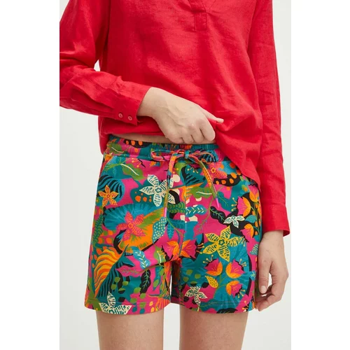 Medicine Kratke hlače za žene, boja: ružičasta, s uzorkom, srednje visoki struk