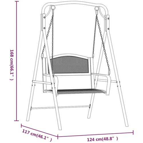  Klupa za ljuljanje 124 cm crna čelična Slike