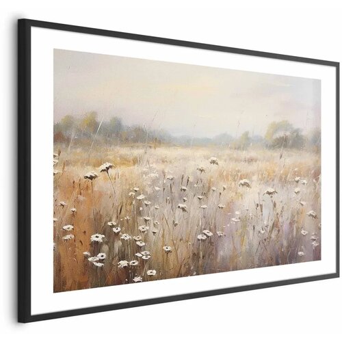  Plakat Impressionist meadow &ndash; field landscape in a pastel colour palette 60x40 Crni okvir s margom Cijene