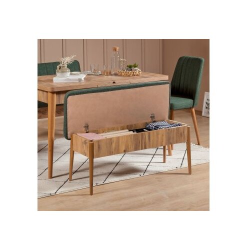 Woody Fashion Trpezarijska klupa Vina Bench 110x48x40cm Bež-Zelena Slike