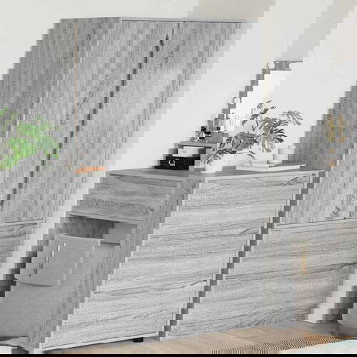 vidaXL Kopalniška omarica s predalom Siva Sonoma 79,5 x 49 x 156 cm Cene