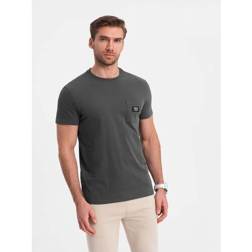 Ombre Men's casual t-shirt with patch pocket - graphite Cene