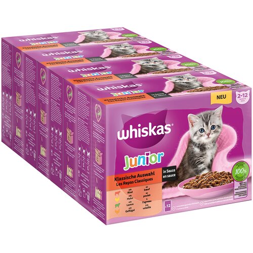 JUMBO pakiranje Whiskas 1+ Adult vrečke 96 x 85 g - Junior klasični izbor v omaki Cijene