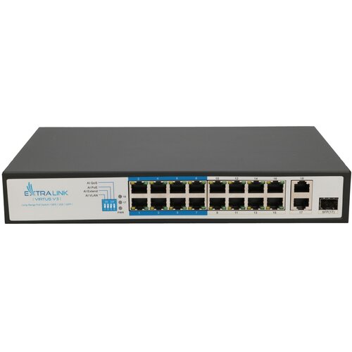 Extralink PoE Switch VIRTUS V3 16x 100Mb /s PoE /PoE+, 2x Gigabit RJ45 + 1x SFP, 150W Cene