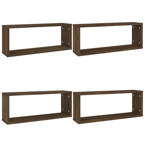 Maison Chic Stenske Police - Viseča polica kockaste 4 kosi rjavi hrast 60x15x23 cm inž. les, (21758717) Slike