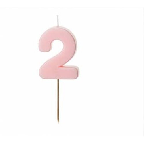 PARTY DECO svečka za rojstni dan številka 2, svetlo roza, 5,5 cm Cene