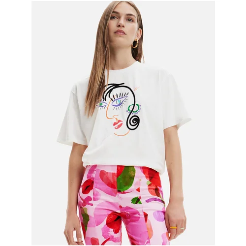 Desigual White Face T-Shirt - Women