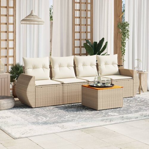 vidaXL 5-dijelni vrtni set sofa s jastucima bež od poliratana Cene