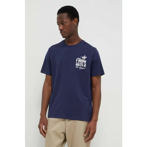 Levi's Bombažna kratka majica moški, mornarsko modra barva