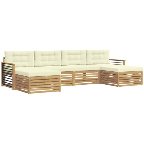 vidaXL Sedežne garniture 6 pcs Bela in krem Masiven les akacije, (5000283355) Cene