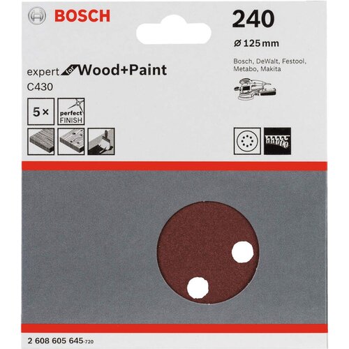 Bosch brusni list C430, 125mm granulacija 240; pakovanje od 5 komada - 2608605645 Slike